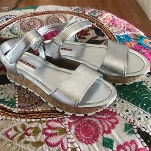 Silver Prada sandals